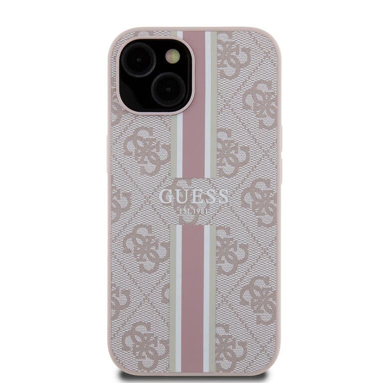 Guess iPhone 15 Back Cover Case - 4G Gestreept Ontwerp | Stijlvolle Bescherming