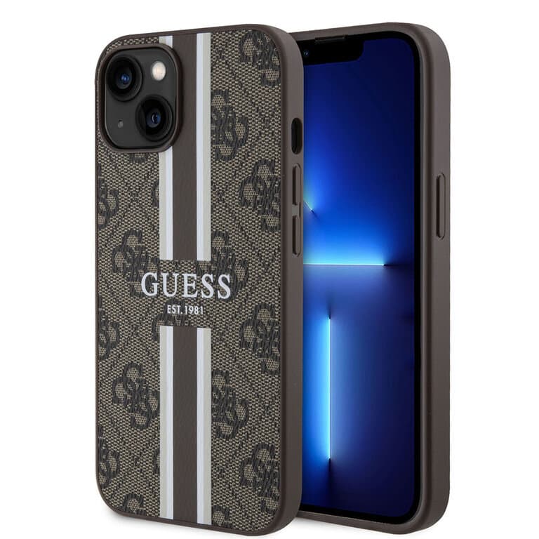 Guess iPhone 15 Back Cover Case - 4G Gestreept Ontwerp | Stijlvolle Bescherming