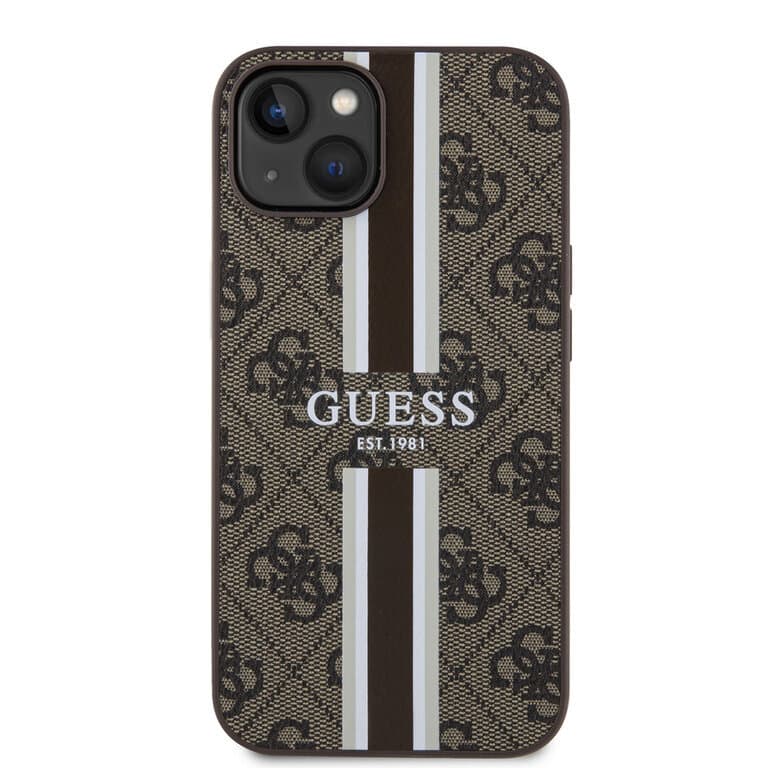 Guess iPhone 15 Back Cover Case - 4G Gestreept Ontwerp | Stijlvolle Bescherming