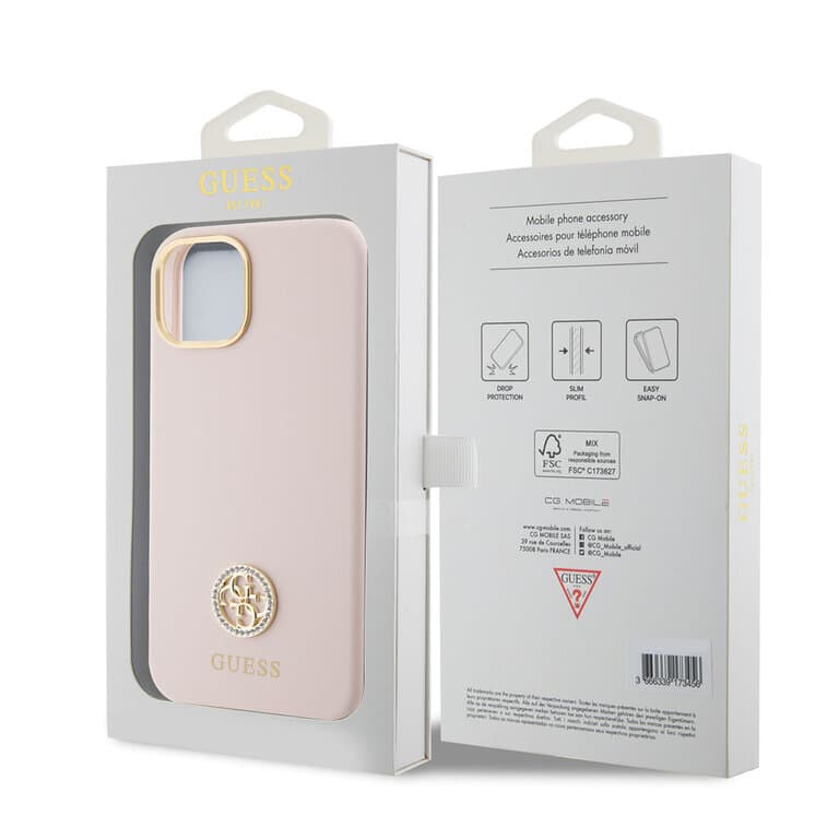Guess iPhone 15 Back Cover Case Logo Strass 4G | Stijlvolle Bescherming