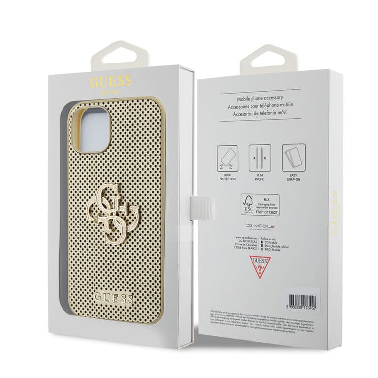 Guess iPhone 15 Back cover case - Perforated 4G - glitter