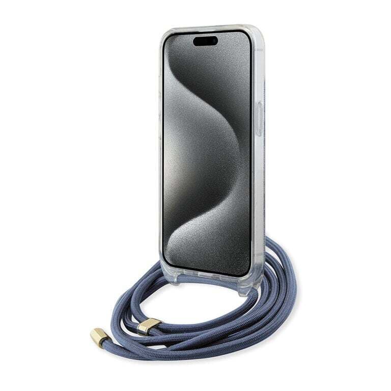 Guess iPhone 15 Back Cover Case - Crossbody Cord - 4G Print | Stijlvolle Bescherming