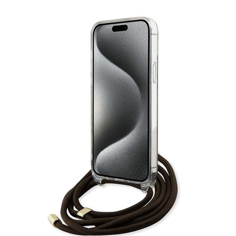 Guess iPhone 15 Back Cover Case - Crossbody Cord - 4G Print | Stijlvolle Bescherming