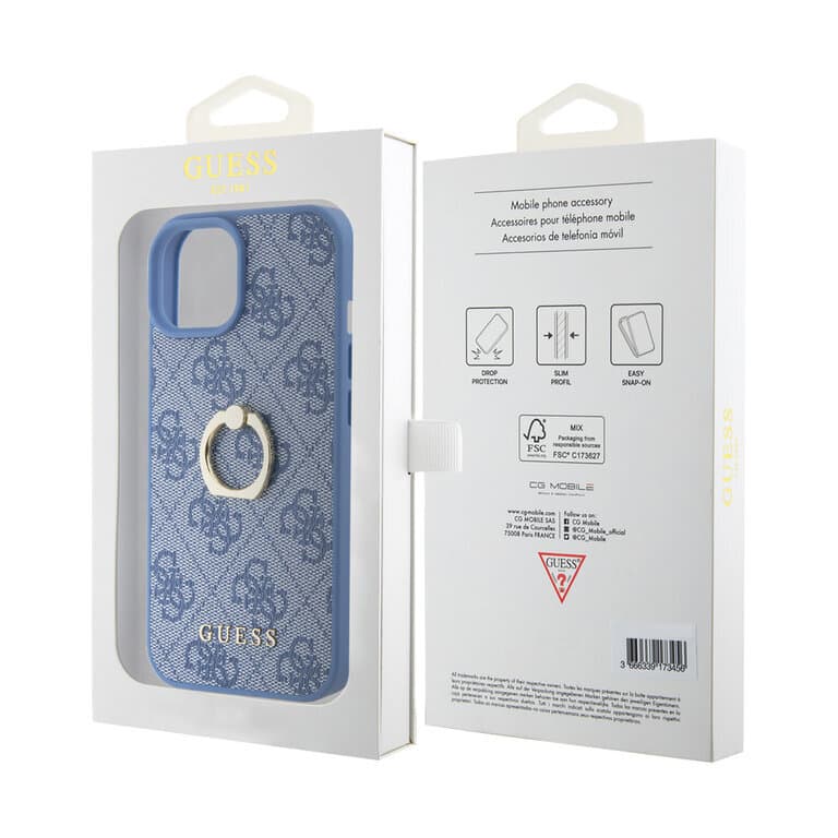 Guess iPhone 15 Hardcase 4G met Ring Houder | Stijlvolle Bescherming