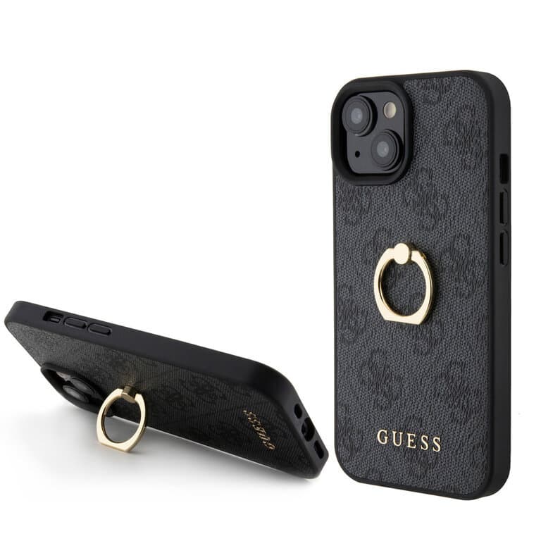 Guess iPhone 15 Hardcase 4G met Ring Houder | Stijlvolle Bescherming