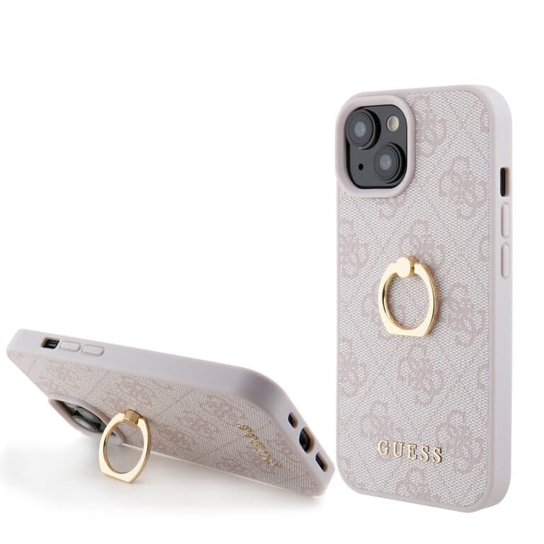 Guess iPhone 15 Hardcase 4G met Ring Houder | Stijlvolle Bescherming