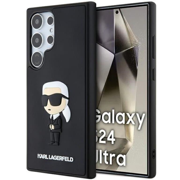Karl Lagerfeld Galaxy S24 Ultra Achtercover case - 3D Rubber Ikonik - Zwart