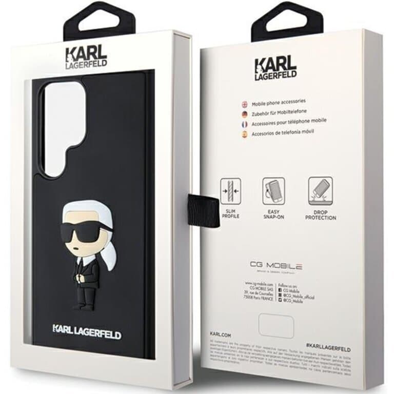 Karl Lagerfeld Galaxy S24 Ultra Achtercover case - 3D Rubber Ikonik - Zwart