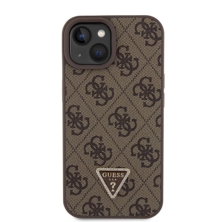 Guess iPhone 15 Hardcase 4G Driehoek Strass | Stijlvolle Bescherming