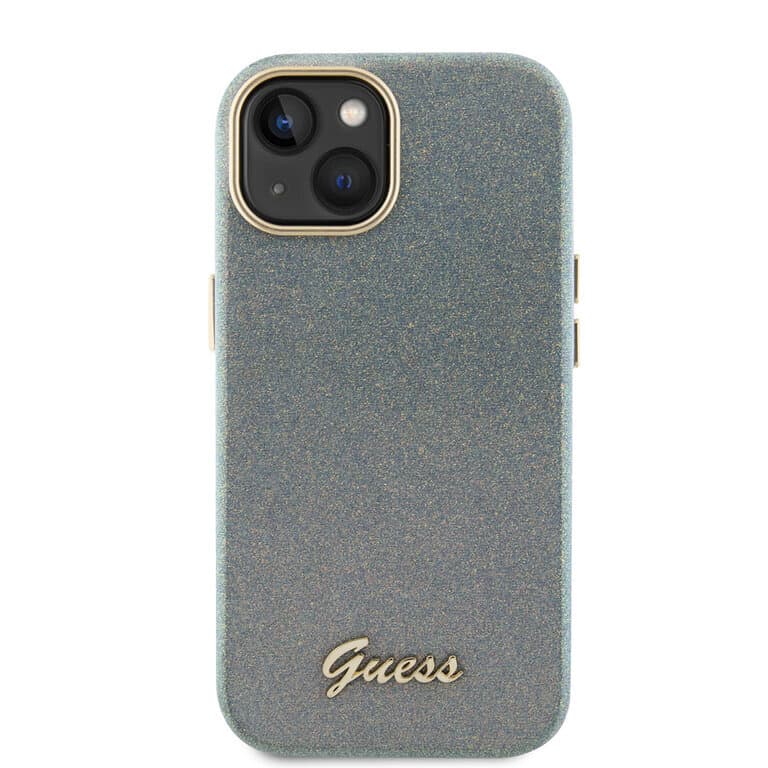 Guess iPhone 15 TPU Back Cover - Glitter Glossy Script
