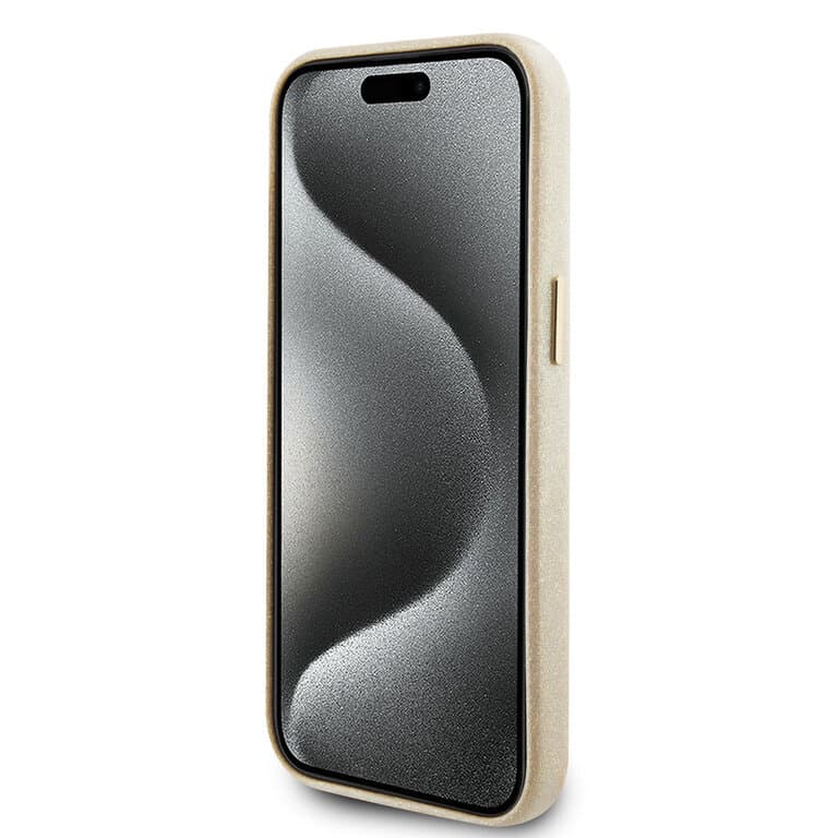 Guess iPhone 15 TPU Back Cover - Glitter Glossy Script