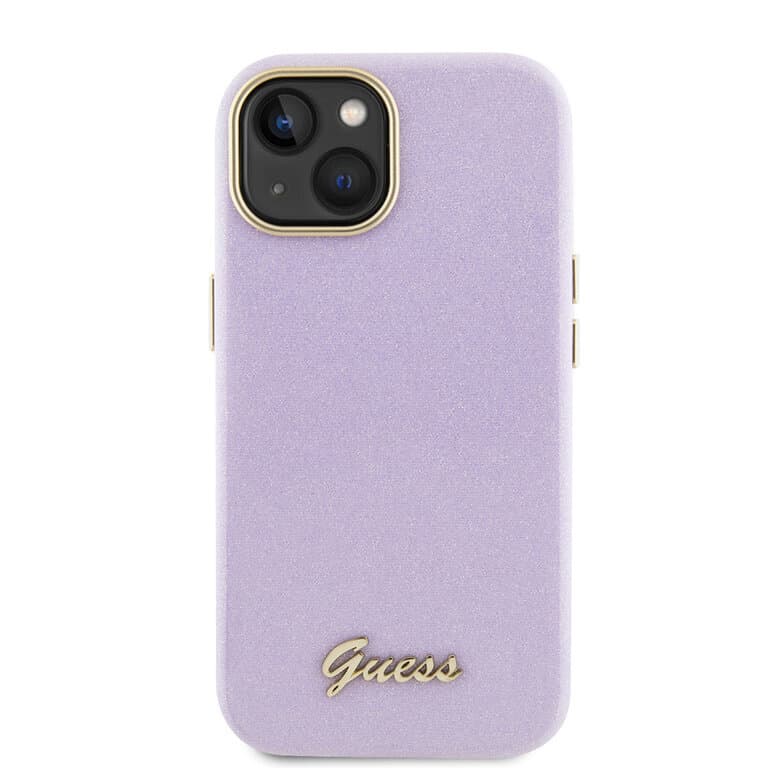 Guess iPhone 15 TPU Back Cover - Glitter Glossy Script