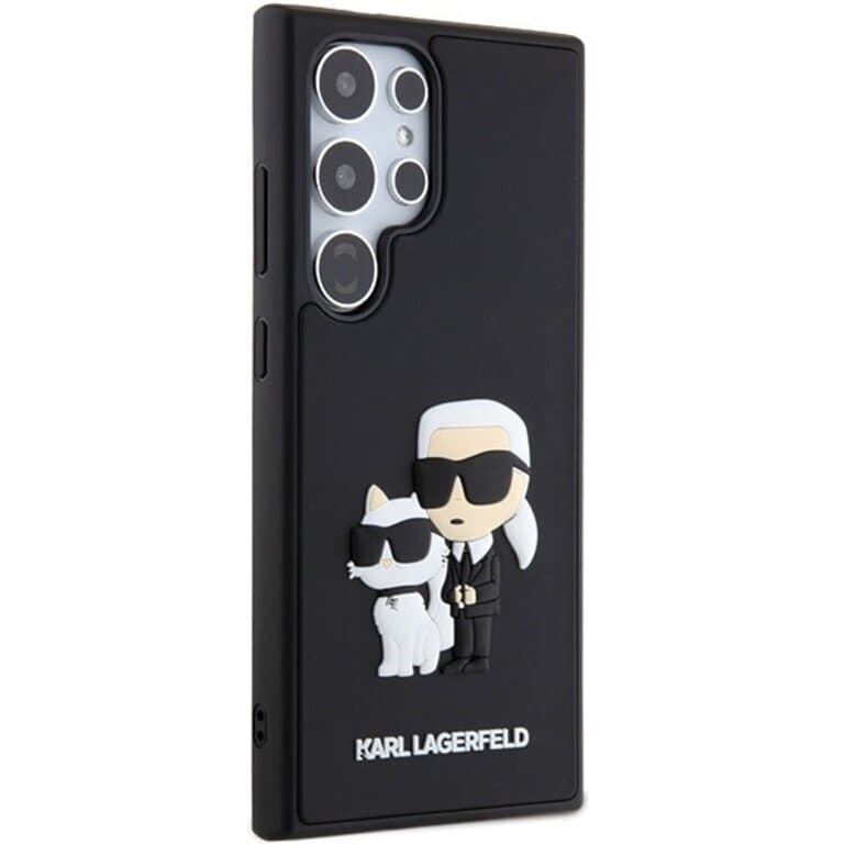 Karl Lagerfeld Galaxy S24 Ultra Achtercover case - 3D Rubber Karl & Choupette - Zwart
