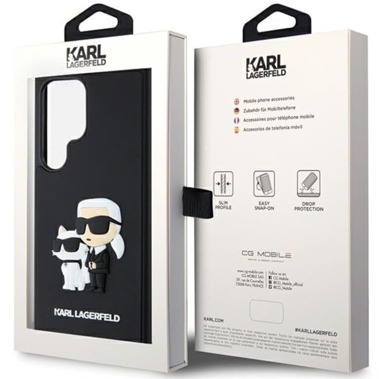 Karl Lagerfeld Galaxy S24 Ultra Achtercover case - 3D Rubber Karl & Choupette - Zwart