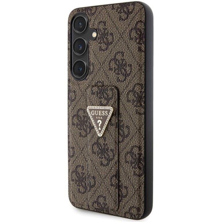 Guess Galaxy S24 Plus Achtercover case - Grip Stand 4G - Triangle Strass - Bruin