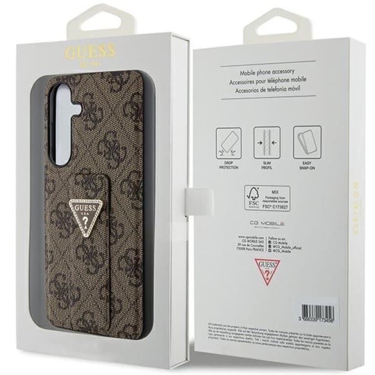 Guess Galaxy S24 Plus Achtercover case - Grip Stand 4G - Triangle Strass - Bruin