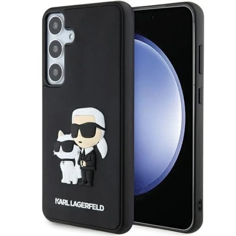 Karl Lagerfeld Galaxy S24 Plus Achtercover case - 3D Rubber Karl & Choupette - Zwart