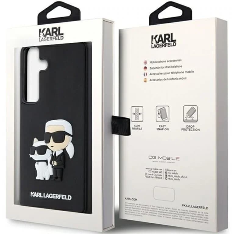 Karl Lagerfeld Galaxy S24 Plus Achtercover case - 3D Rubber Karl & Choupette - Zwart