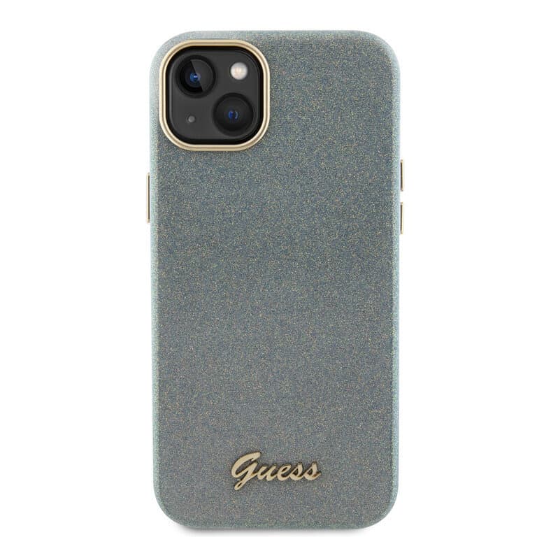 Guess iPhone 15 Plus TPU Back Cover - Glitter Glossy Script