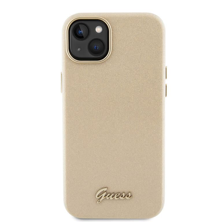 Guess iPhone 15 Plus TPU Back Cover - Glitter Glossy Script