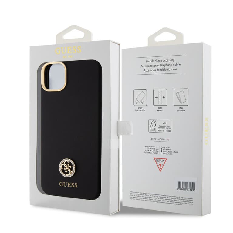 Guess iPhone 15 Plus Back cover case - Logo strass 4G