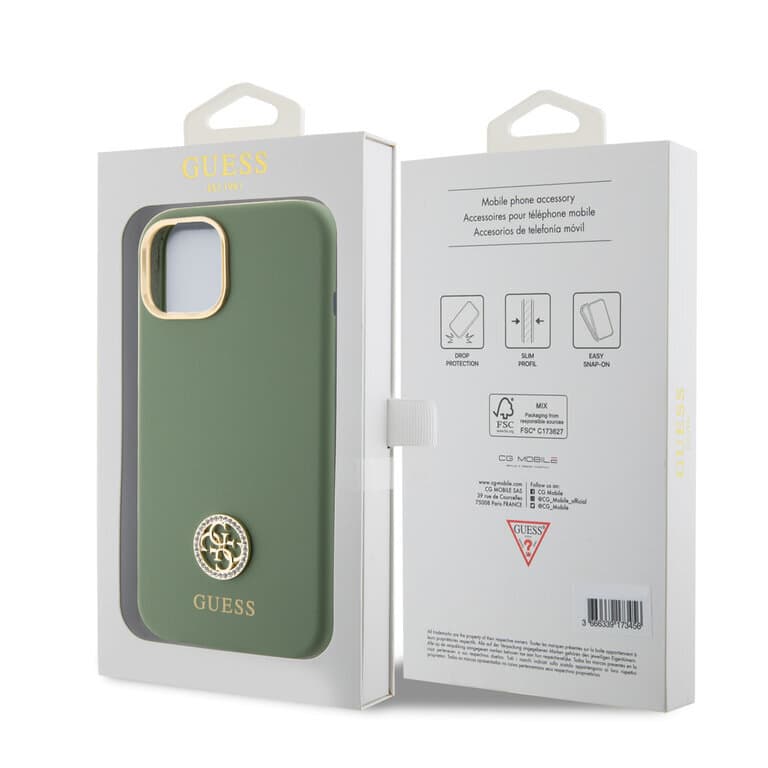 Guess iPhone 15 Plus Back cover case - Logo strass 4G