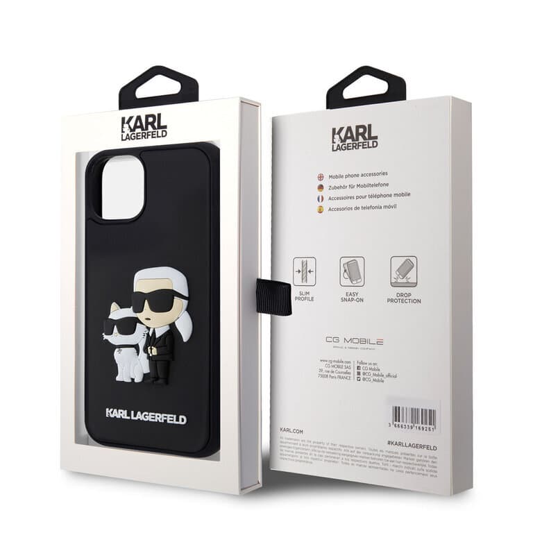 Karl Lagerfeld iPhone 15 Plus TPU Back Cover | 3D Rubber - NFT K&C - Zwart