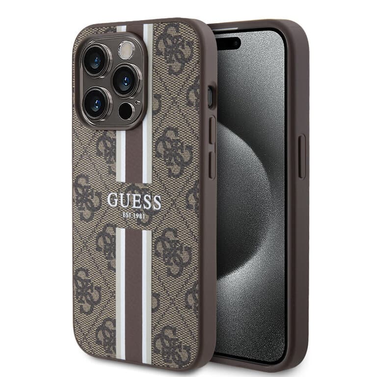 Guess iPhone 15 Pro Back Cover Case 4G Gestreept Ontwerp | Stijlvolle Bescherming