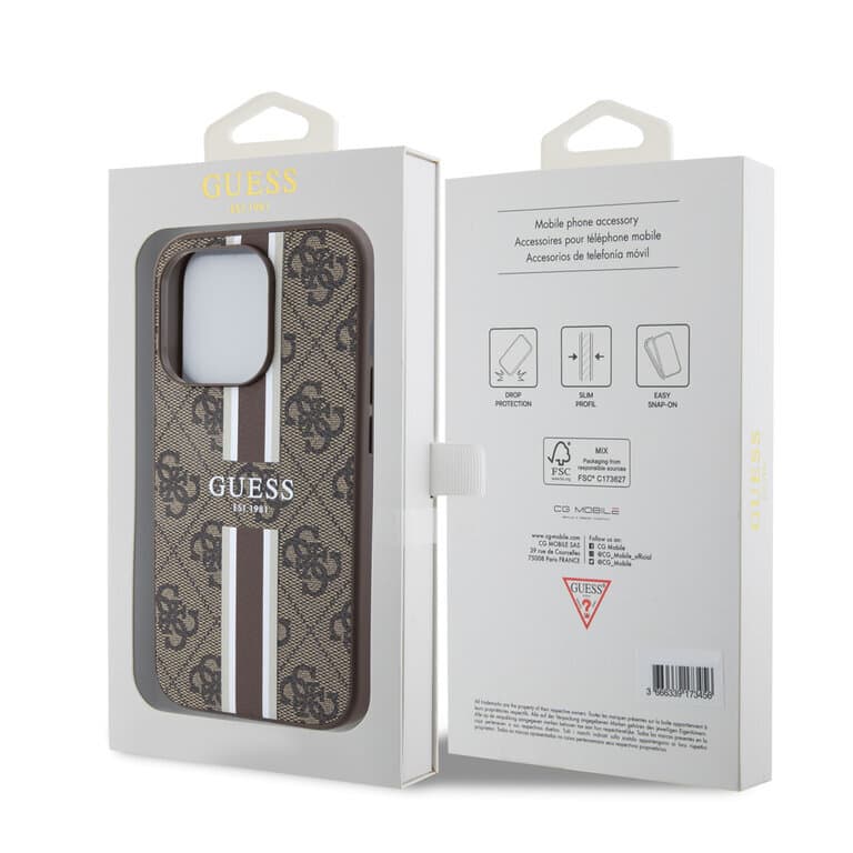 Guess iPhone 15 Pro Back Cover Case 4G Gestreept Ontwerp | Stijlvolle Bescherming