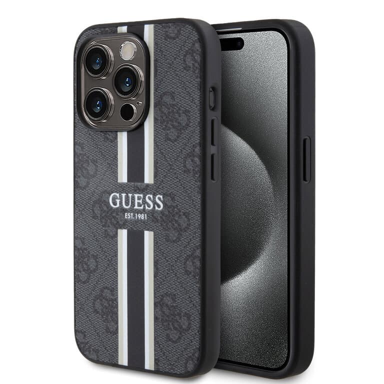 Guess iPhone 15 Pro Back Cover Case 4G Gestreept Ontwerp | Stijlvolle Bescherming