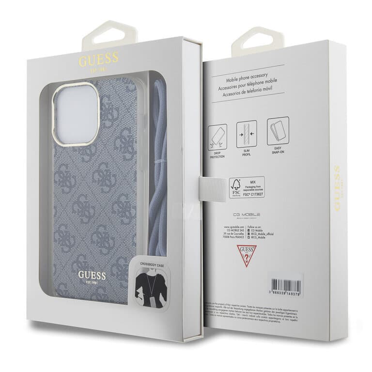 Guess iPhone 15 Pro Back cover case - Crossbody cord - 4G print