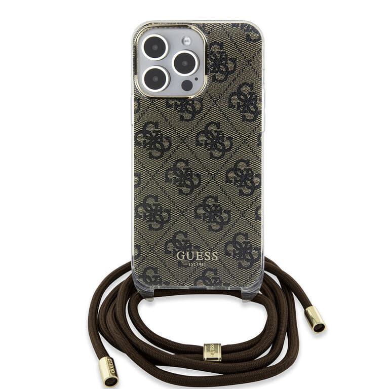 Guess iPhone 15 Pro Back cover case - Crossbody cord - 4G print