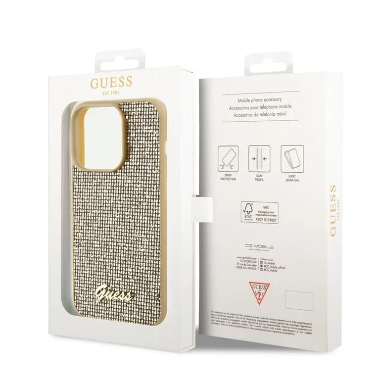 Guess iPhone 15 Pro Hardcase - Metal Script - Disco