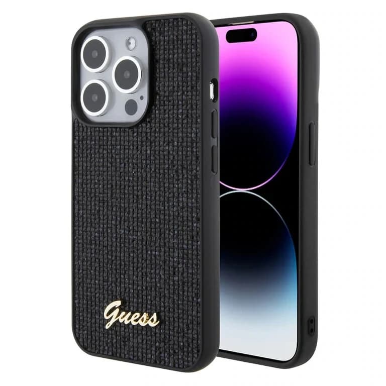 Guess iPhone 15 Pro Hardcase - Metal Script - Disco