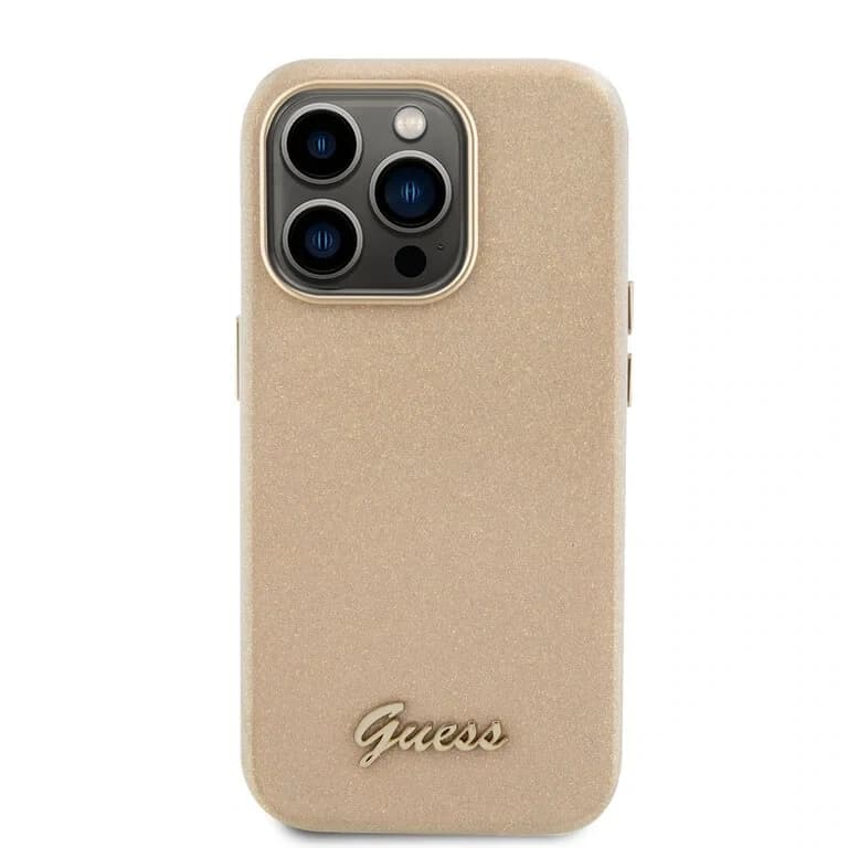 Guess iPhone 15 Pro TPU Back Cover - Glitter Glossy Script