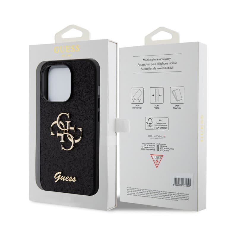 Guess iPhone 15 Pro TPU Hardcase - Big 4G - Fixed Glitter