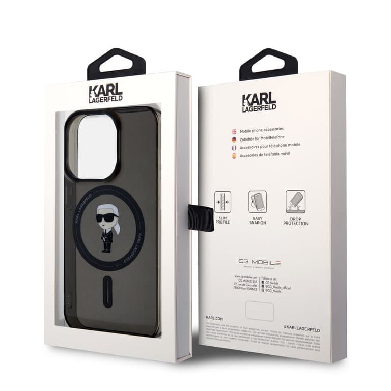 Karl Lagerfeld iPhone 15 Pro Hardcase | MagSafe Compatibel | Iconic - Zwart