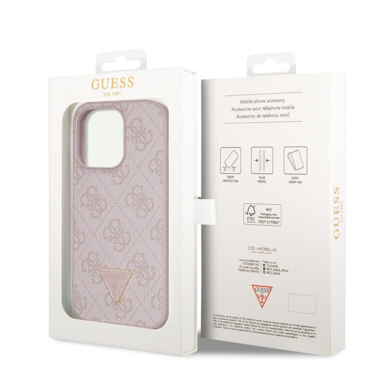 Guess iPhone 15 Pro TPU Hardcase - 4G Triangle - Strass