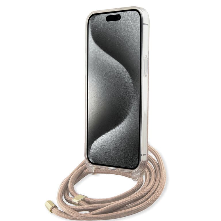 Guess iPhone 15 Pro Max Back Cover Case Crossbody Cord 4G Print | Stylish Protection