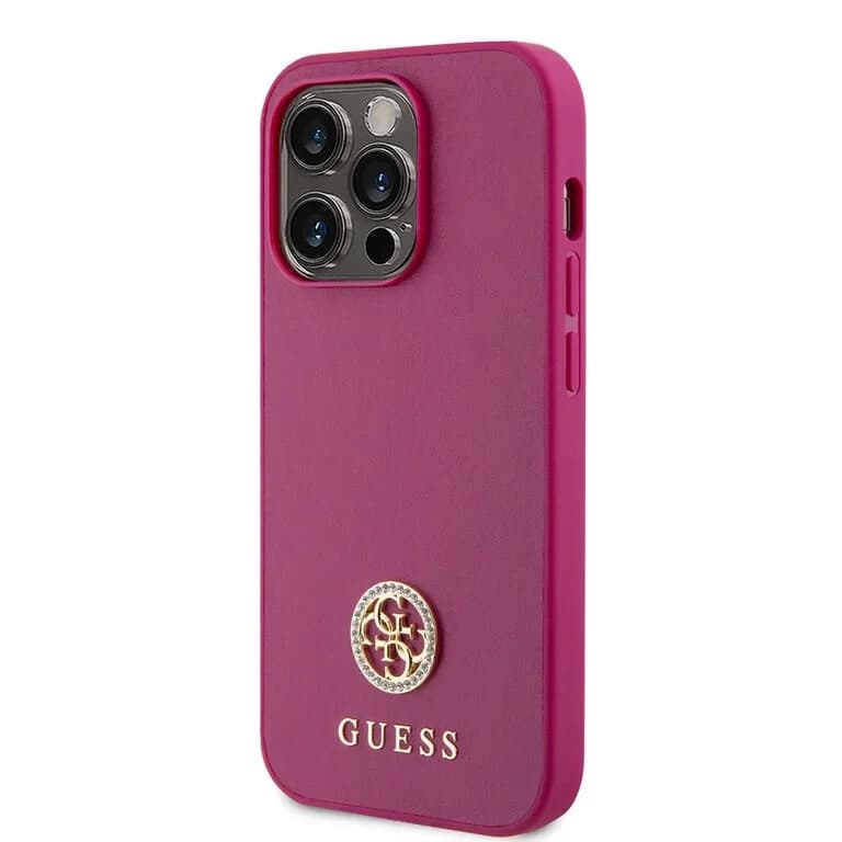 Guess iPhone 15 Pro Max Hardcase - Metaal Logo Strass