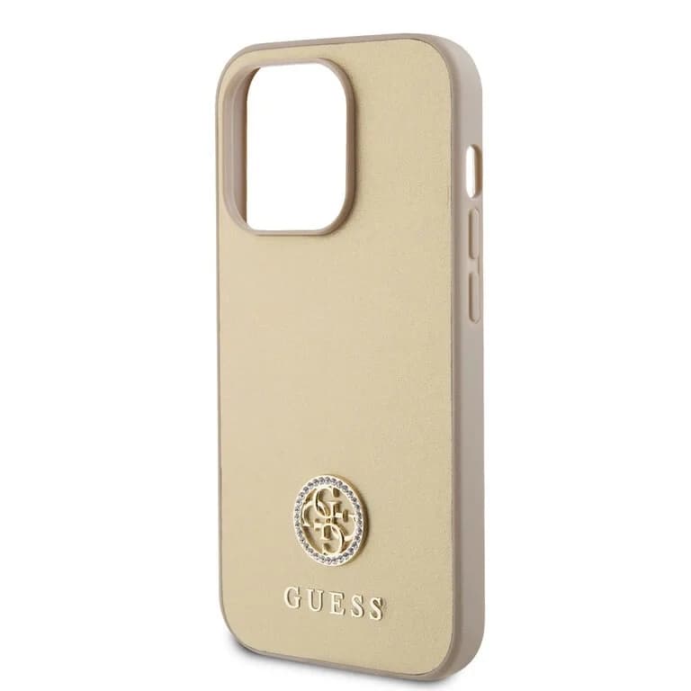 Guess iPhone 15 Pro Max Hardcase - Metaal Logo Strass