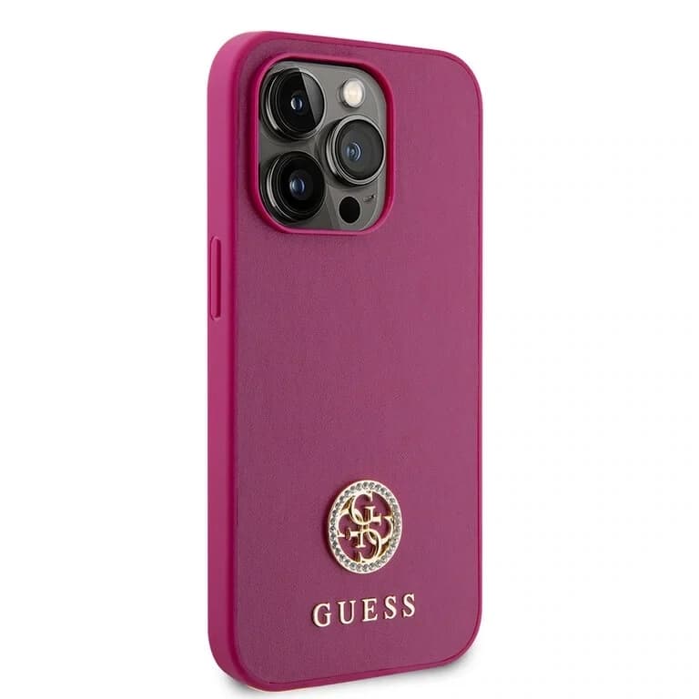 Guess iPhone 15 Pro Max Hardcase - Metaal Logo Strass