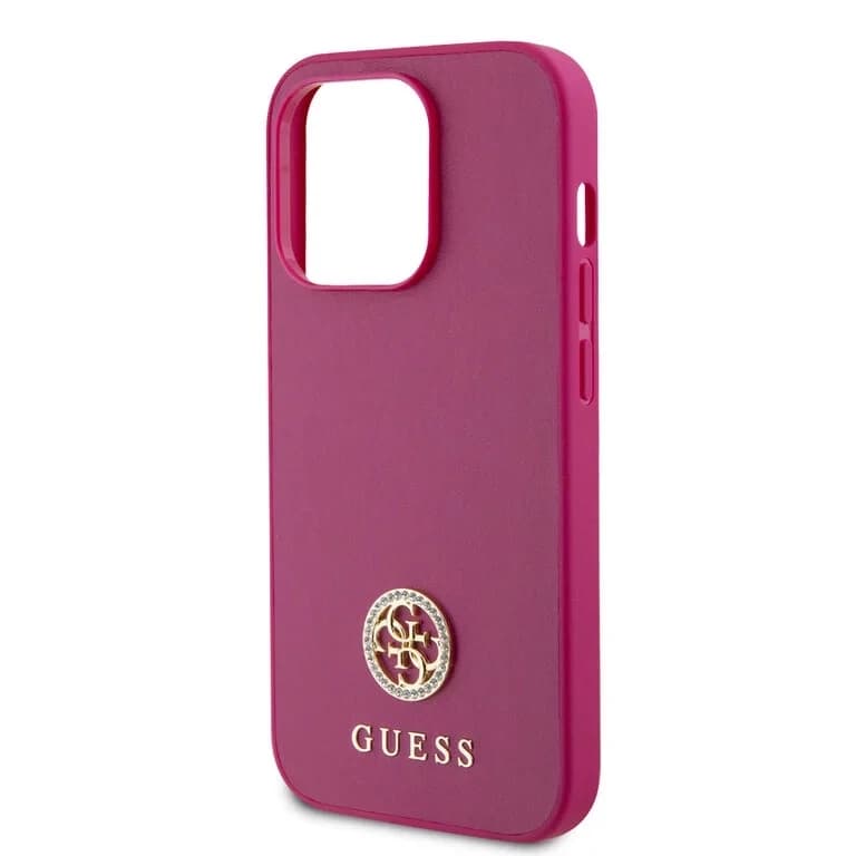Guess iPhone 15 Pro Max Hardcase - Metaal Logo Strass