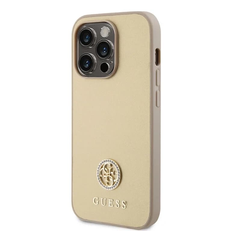 Guess iPhone 15 Pro Max Hardcase - Metaal Logo Strass