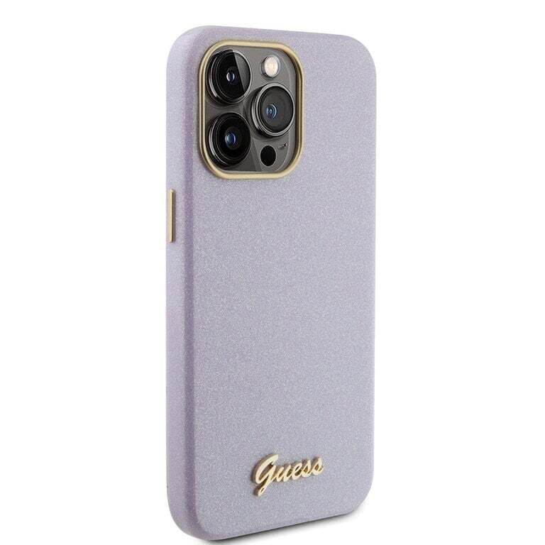 Guess iPhone 15 Pro Max TPU Achtercover - Glitter Glanzend Script