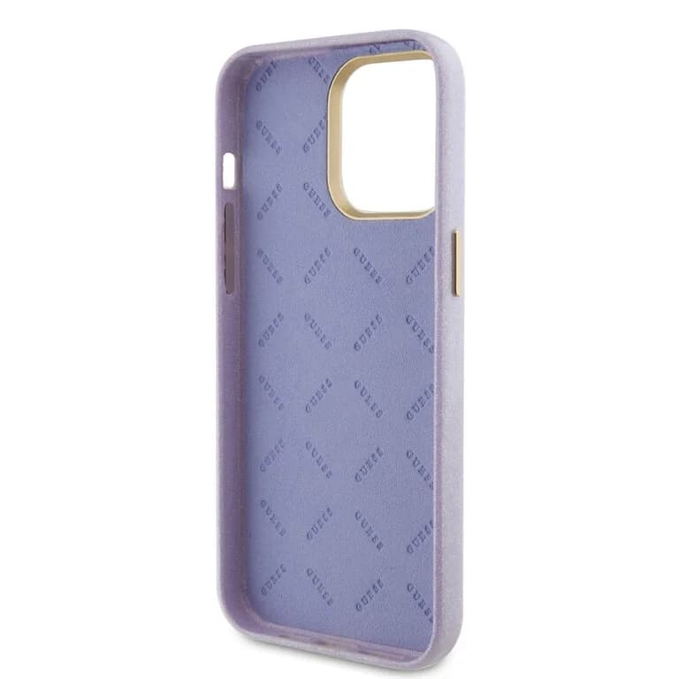Guess iPhone 15 Pro Max TPU Achtercover - Glitter Glanzend Script
