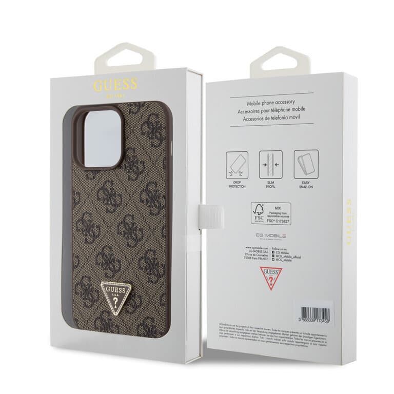 Guess iPhone 15 Pro Max Hardcase - 4G Driehoek - Strass