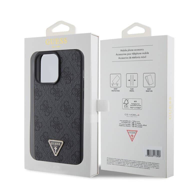 Guess iPhone 15 Pro Max Hardcase - 4G Driehoek - Strass