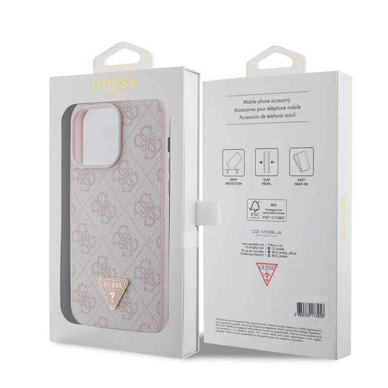 Guess iPhone 15 Pro Max Hardcase - 4G Driehoek - Strass
