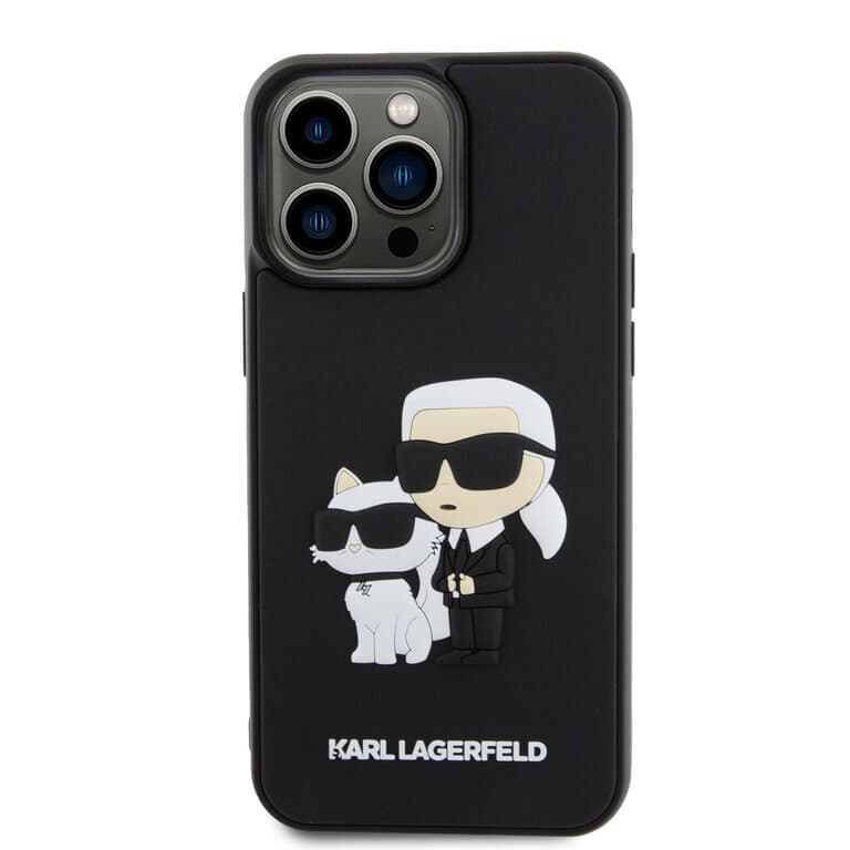 Karl Lagerfeld iPhone 15 Pro Max Hoesje | TPU Achtercover 3D Rubber NFT K&C Zwart